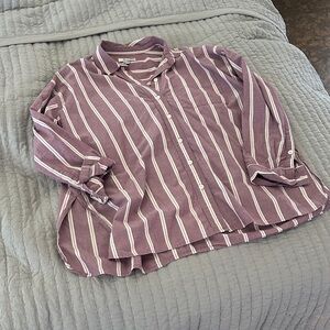 Madewell Lavender Striped Oversized Shirt